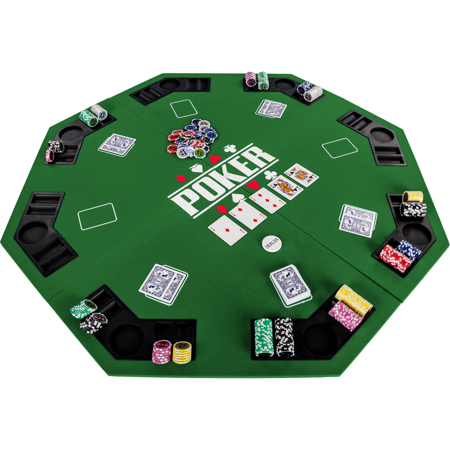 Skladacia pokerová podložka osemhran zelená